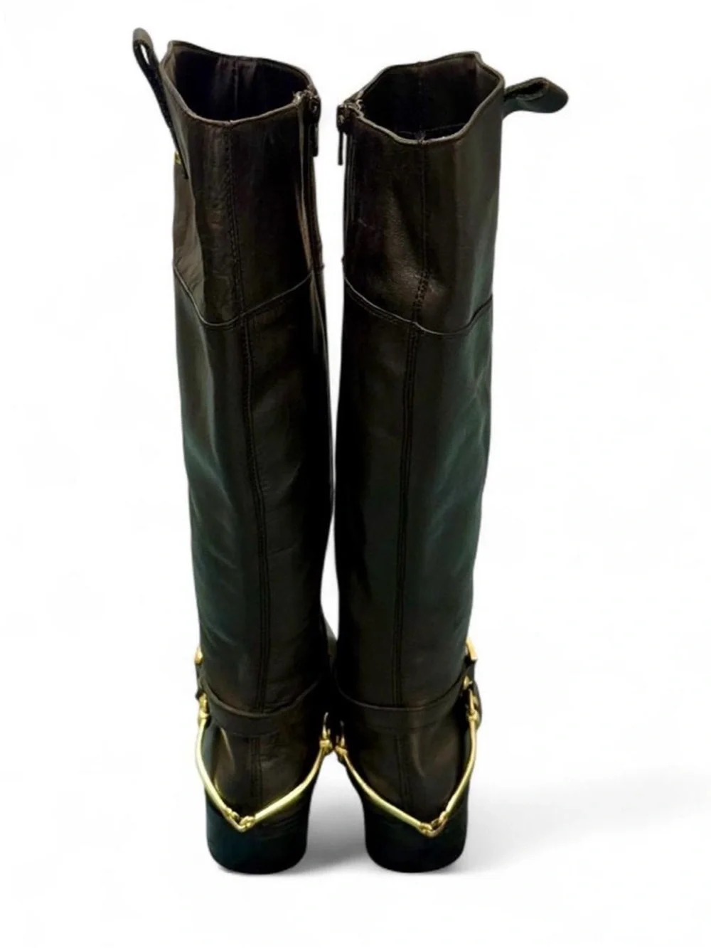 DUNE LONDON Tatter BLACK Leather Knee-High Riding Boots
